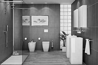 black and white bathroom remodeling, shower, white vanity