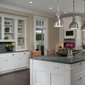 white cabinets, dark hardwood floor, kitchen remodeling