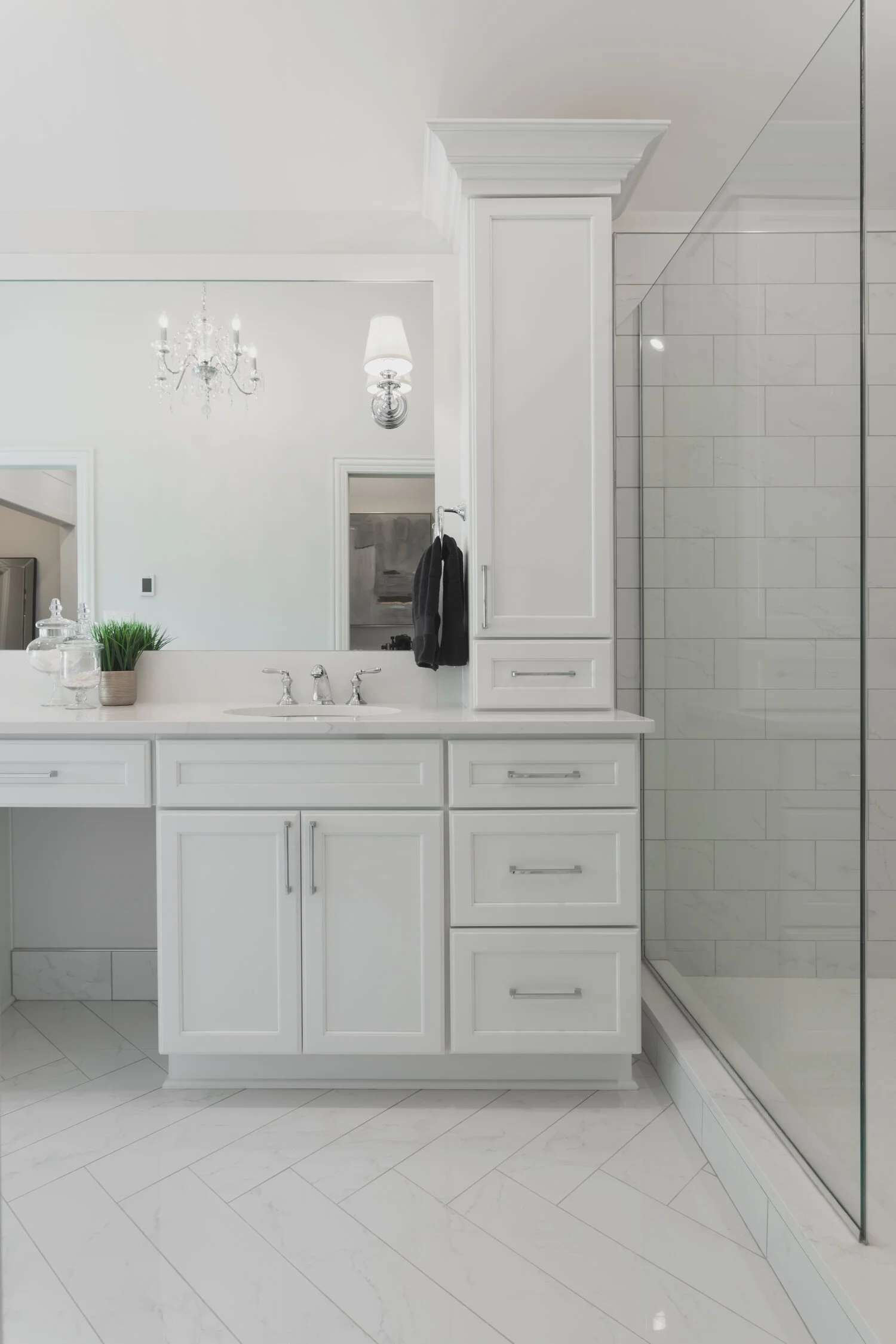 Bathroom remodeling project with custom vanity